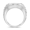 Thumbnail Image 3 of 1 CT. T.W. Oval Frame Multi-Diamond Ribbed Shank Ring in 10K White Gold