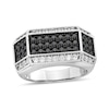 Thumbnail Image 1 of 2 CT. T.W. Black and White Diamond Rectangular Frame Ring in Sterling Silver