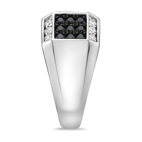 2 CT. T.w. Black and White Diamond Rectangular Frame Ring in Sterling Silver
