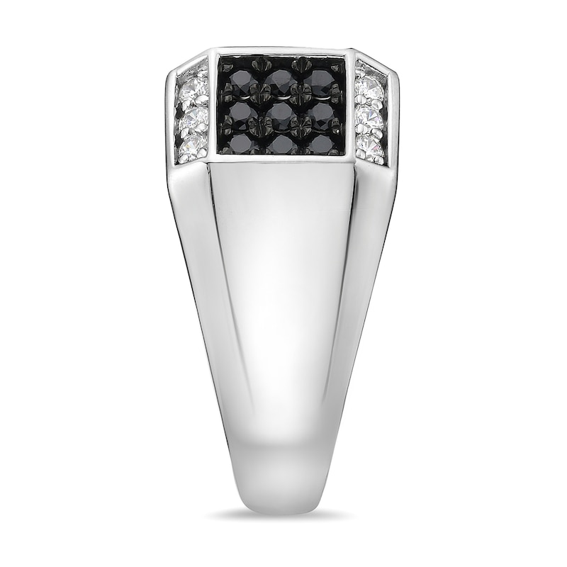 Main Image 2 of 2 CT. T.W. Black and White Diamond Rectangular Frame Ring in Sterling Silver