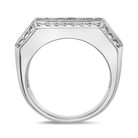 2 CT. T.w. Black and White Diamond Rectangular Frame Ring in Sterling Silver
