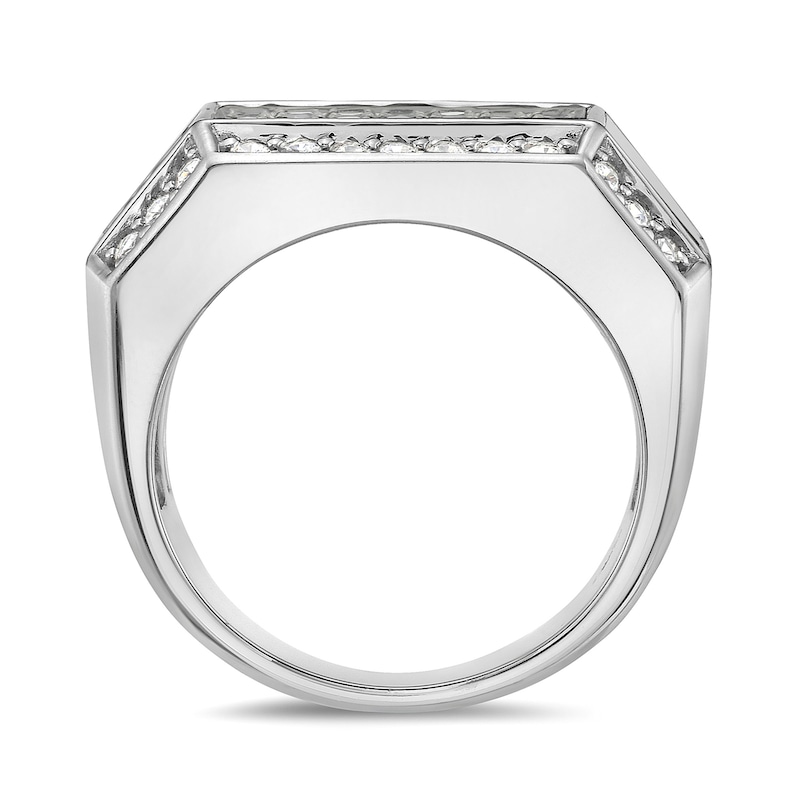 Main Image 3 of 2 CT. T.W. Black and White Diamond Rectangular Frame Ring in Sterling Silver