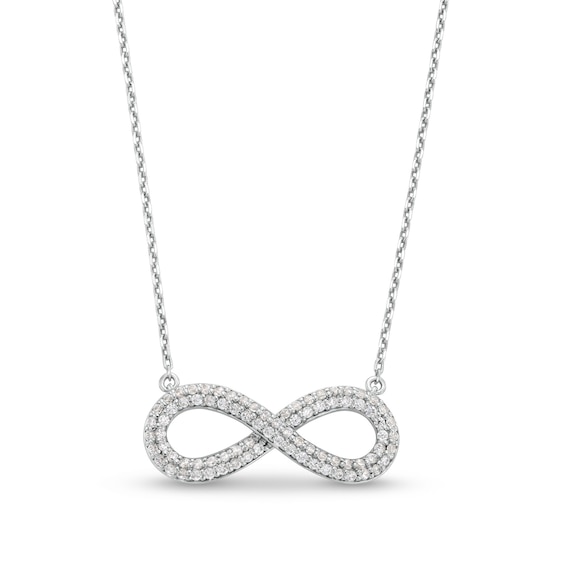 1/2 CT. T.w. Diamond Double Row Sideways Infinity Necklace in Sterling Silver