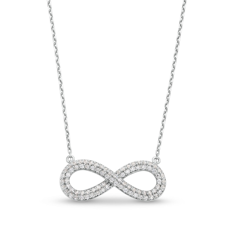 1/2 CT. T.W. Diamond Double Row Sideways Infinity Necklace in Sterling Silver