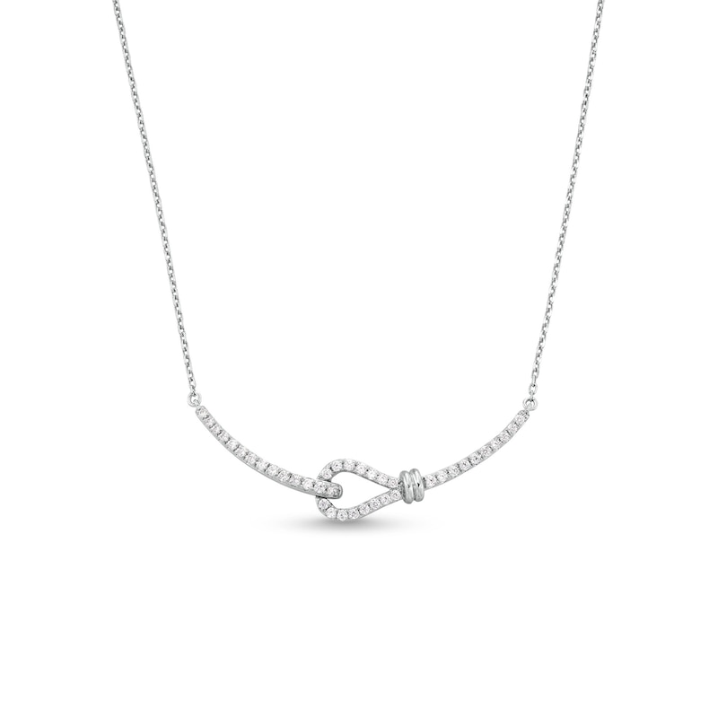 Main Image 1 of 1/3 CT. T.W. Diamond Sideways Slip Knot Necklace in Sterling Silver