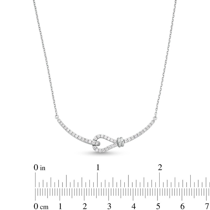 Main Image 3 of 1/3 CT. T.W. Diamond Sideways Slip Knot Necklace in Sterling Silver