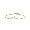 Thumbnail Image 1 of 1/6 CT. T.W. Diamond Sideways Cross Bolo Bracelet in 10K Gold - 9.5"
