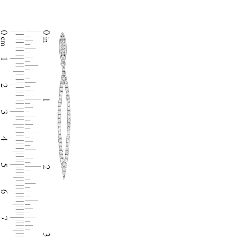 Main Image 3 of 3/4 CT. T.W. Diamond Elongated Open Marquise Dangle Drop Earrings in 10K White Gold