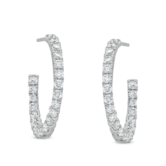 1-1/2 CT. T.w. Certified Lab-Grown Diamond Curved Open Hoop Earrings in 14K White Gold (F/Si2)
