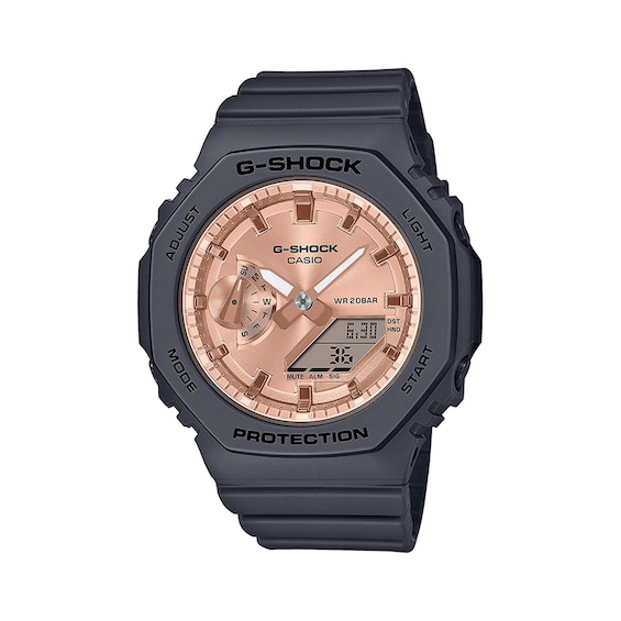 Ladies' Casio G-Shock Classic Analog-Digital Black Resin Strap Watch with Pink Dial (Model: Gmas2100Md1A)