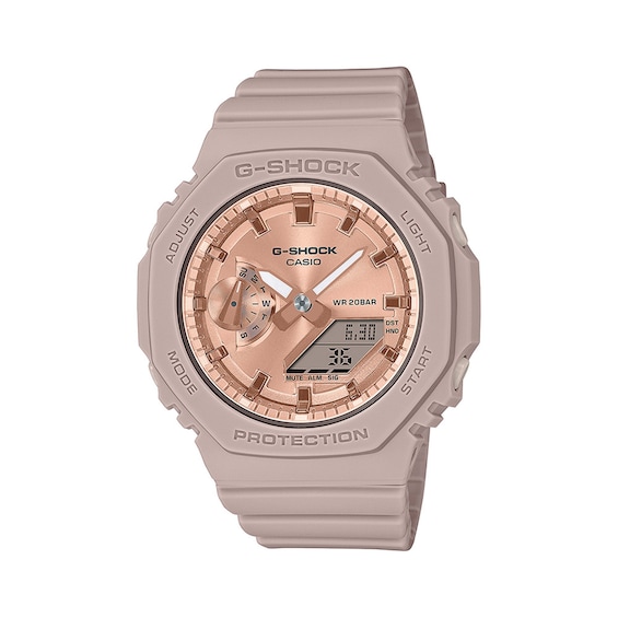 Ladies' Casio G-Shock Classic Analog-Digital Pink Resin Strap Watch with Pink Dial (Model: Gmas2100Md4A)