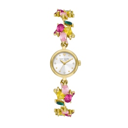 Ladies' Kate Spade Monroe Multi-Colored Crystal Gold-Tone IP Bracelet Watch with White Dial (Model: KSW1787)