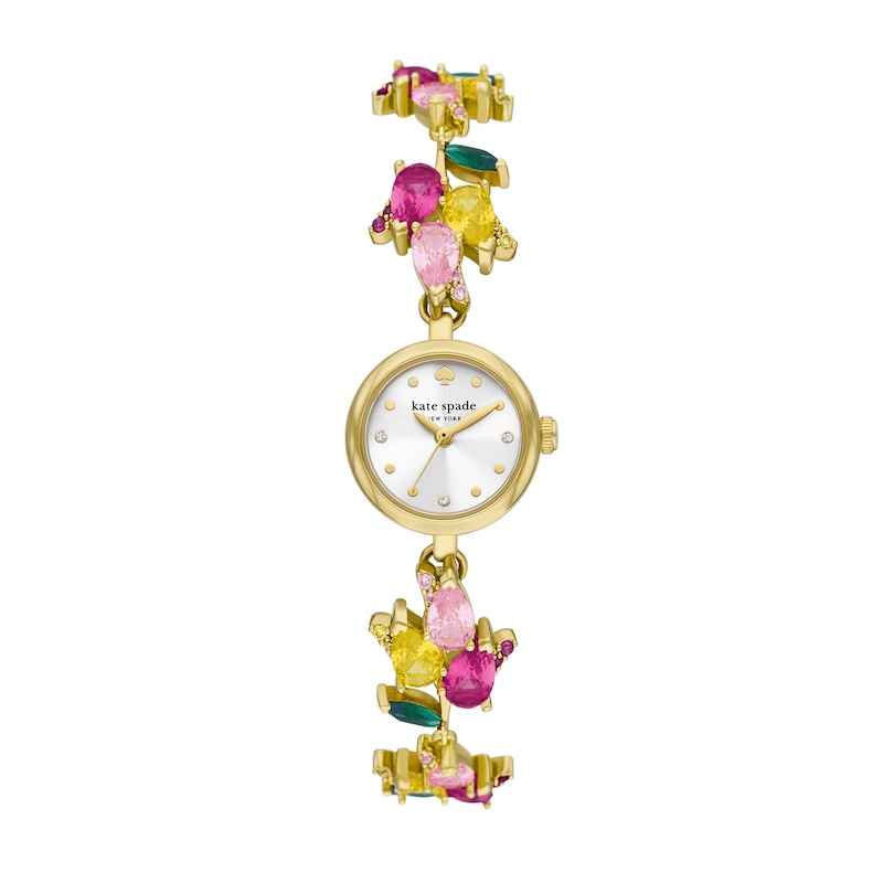 Main Image 1 of Ladies' Kate Spade Monroe Multi-Colored Crystal Gold-Tone IP Bracelet Watch with White Dial (Model: KSW1787)