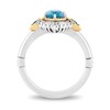 Thumbnail Image 3 of Enchanted Disney Jasmine Oval Swiss Blue Topaz and 1/5 CT. T.W. Baguette Diamond Frame Ring in 14K Two-Tone Gold