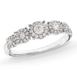1/2 CT. T.W. Diamond Frame Five Stone Band in 10K White Gold