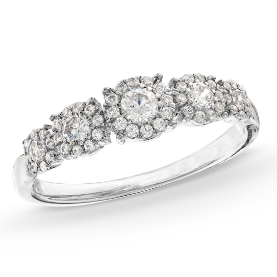 1/2 CT. T.w. Diamond Frame Five Stone Band in 10K White Gold