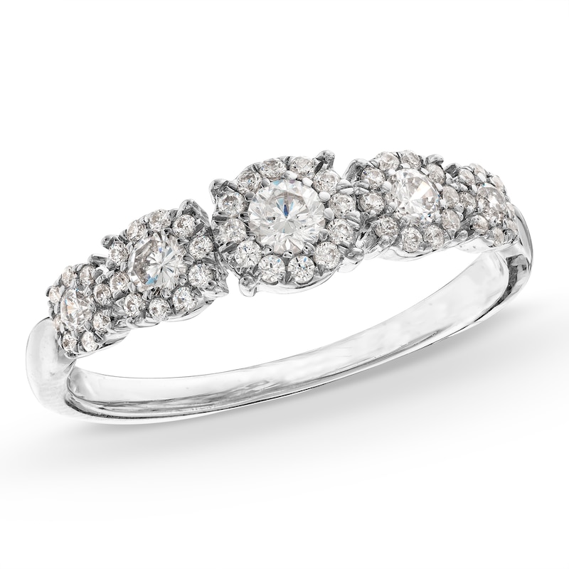 Main Image 1 of 1/2 CT. T.W. Diamond Frame Five Stone Band in 10K White Gold