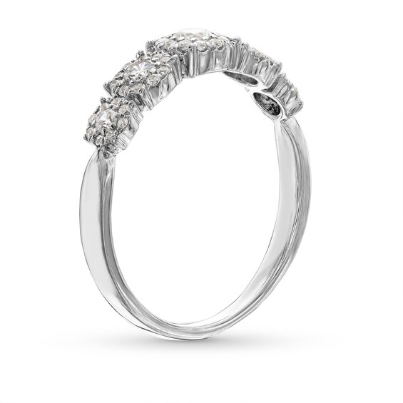 1/2 CT. T.w. Diamond Frame Five Stone Band in 10K White Gold