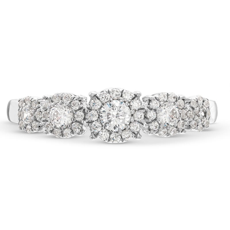 Main Image 4 of 1/2 CT. T.W. Diamond Frame Five Stone Band in 10K White Gold