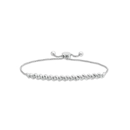 1/10 CT. T.W. Diamond Cascading Row Bolo Bracelet in Sterling Silver - 9.5"