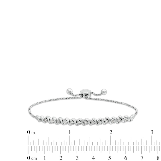 1/10 CT. T.w. Diamond Cascading Row Bolo Bracelet in Sterling Silver - 9.5"