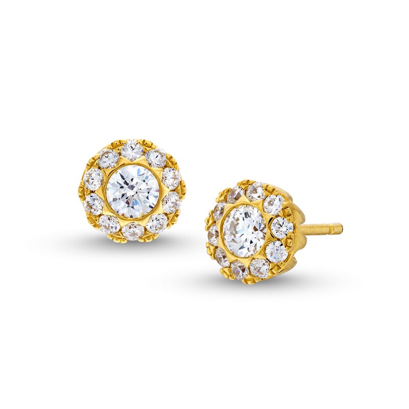 Main Image 1 of 3/4 CT. T.W. Diamond Frame Stud Earrings in 14K Gold