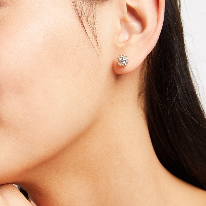 Main Image 2 of 3/4 CT. T.W. Diamond Frame Stud Earrings in 14K Gold