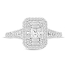 Thumbnail Image 3 of 3/4 CT. T.W. Emerald-Shaped Multi-Diamond Frame Split Shank Engagement Ring in 10K White Gold