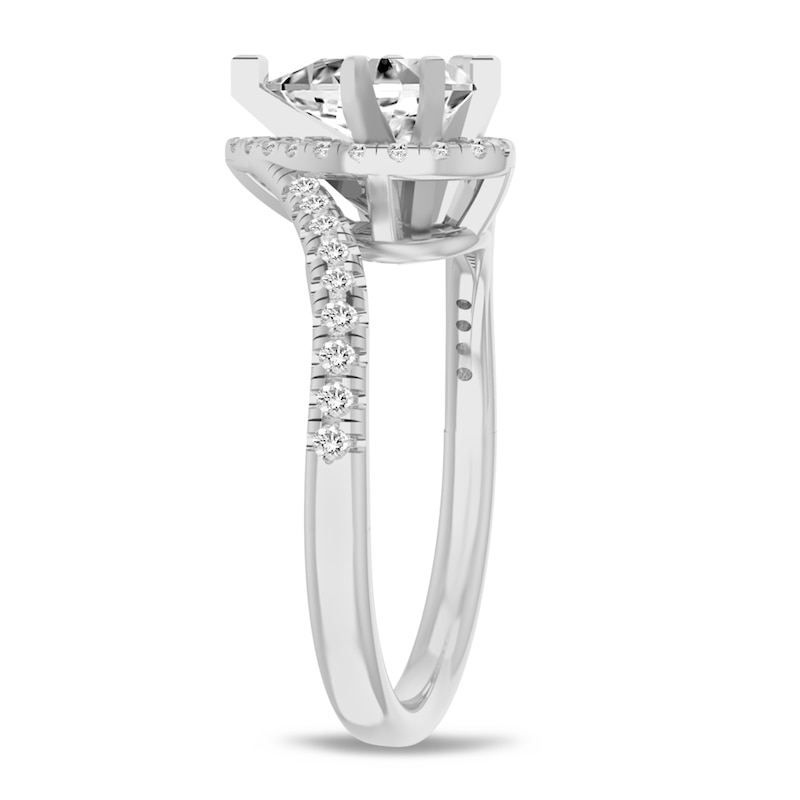 Main Image 2 of 1-1/4 CT. T.W. Pear-Shaped Diamond Bypass Engagement Ring in 14K White Gold (I/I1)