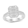 Thumbnail Image 1 of 1/2 CT. T.W. Emerald Multi-Diamond Frame Vintage-Style Ring in 10K White Gold