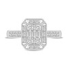Thumbnail Image 2 of 1/2 CT. T.W. Emerald Multi-Diamond Frame Vintage-Style Ring in 10K White Gold