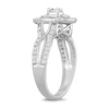 Thumbnail Image 1 of 1 CT. T.W. Diamond Cushion Frame Split Shank Bridal Set in 10K White Gold (I/SI2)
