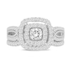 Thumbnail Image 2 of 1 CT. T.W. Diamond Cushion Frame Split Shank Bridal Set in 10K White Gold (I/SI2)