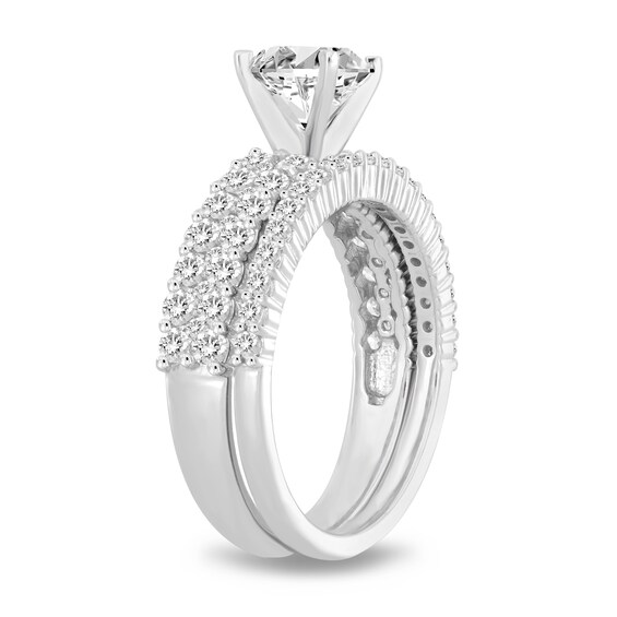 2 CT. T.w. Diamond Double Row Bridal Set in 14K White Gold (I/I2)
