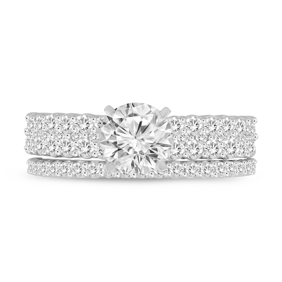 2 CT. T.w. Diamond Double Row Bridal Set in 14K White Gold (I/I2)