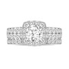 Thumbnail Image 3 of 2-1/3 CT. T.W. Diamond Cushion Frame Double Row Bridal Set in 14K White Gold (I/I2)
