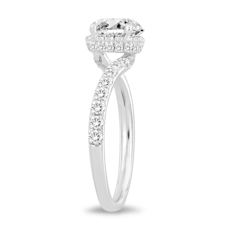 Main Image 2 of 1-1/4 CT. T.W. Oval Diamond Bypass Engagement Ring in 14K White Gold (I/I1)