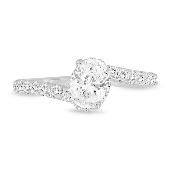 1-1/4 CT. T.w. Oval Diamond Bypass Engagement Ring in 14K White Gold (I/I1)