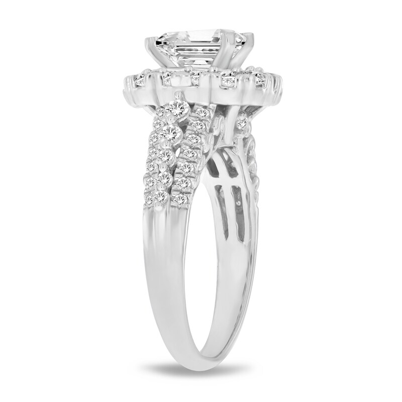 Main Image 2 of 2 CT. T.W. Emerald-Cut Diamond Frame Multi-Row Engagement Ring in 14K White Gold (I/I1)