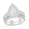 Thumbnail Image 1 of 1 CT. T.W. Pear-Shaped Diamond Frame Multi-Row Bridal Set in 14K White Gold (I/I1)