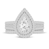 Thumbnail Image 3 of 1 CT. T.W. Pear-Shaped Diamond Frame Multi-Row Bridal Set in 14K White Gold (I/I1)