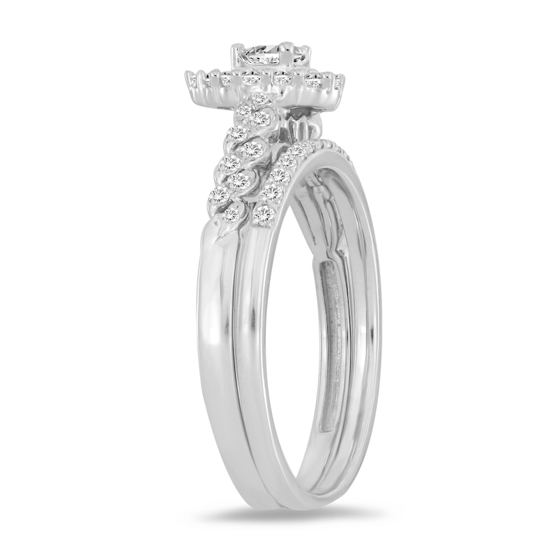 Main Image 2 of 1/2 CT. T.W. Pear-Shaped Diamond Frame Double Row Bridal Set in 10K White Gold (I/I1)
