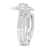 Thumbnail Image 2 of 1 CT. T.W. Pear-Shaped Diamond Double Frame Multi-Row Bridal Set in 14K White Gold (I/I1)