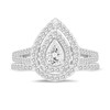 Thumbnail Image 3 of 1 CT. T.W. Pear-Shaped Diamond Double Frame Multi-Row Bridal Set in 14K White Gold (I/I1)