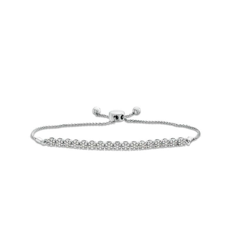 1/2 CT. T.W. Multi-Diamond Line Bolo Bracelet in 10K White Gold - 9.5"