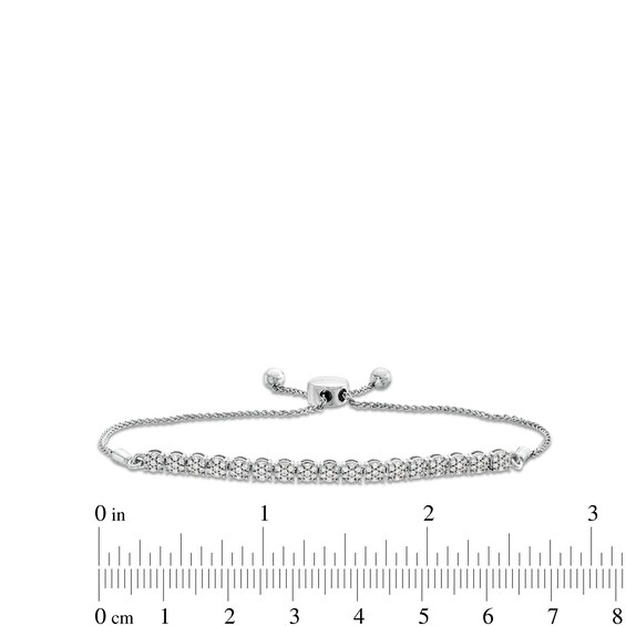 1/2 CT. T.w. Multi-Diamond Line Bolo Bracelet in 10K White Gold - 9.5"