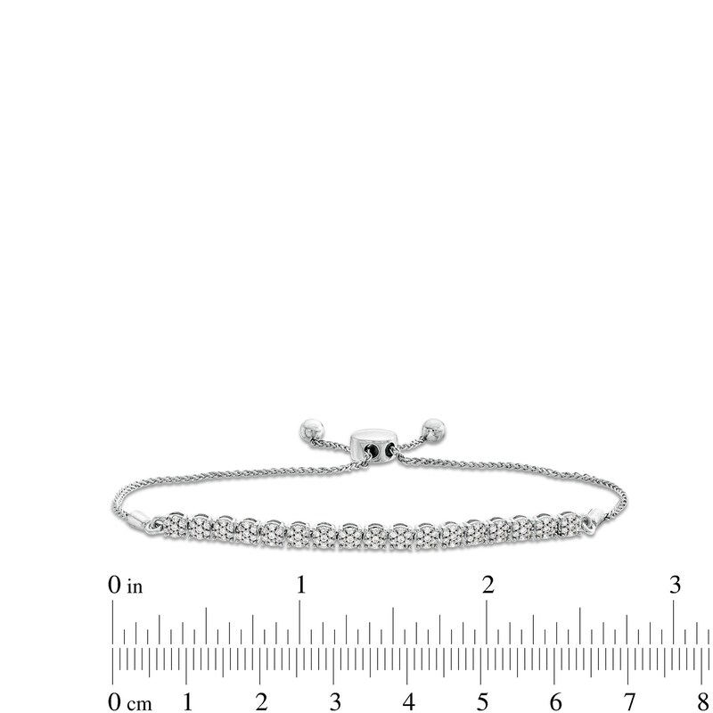 1/2 CT. T.W. Multi-Diamond Line Bolo Bracelet in 10K White Gold - 9.5"