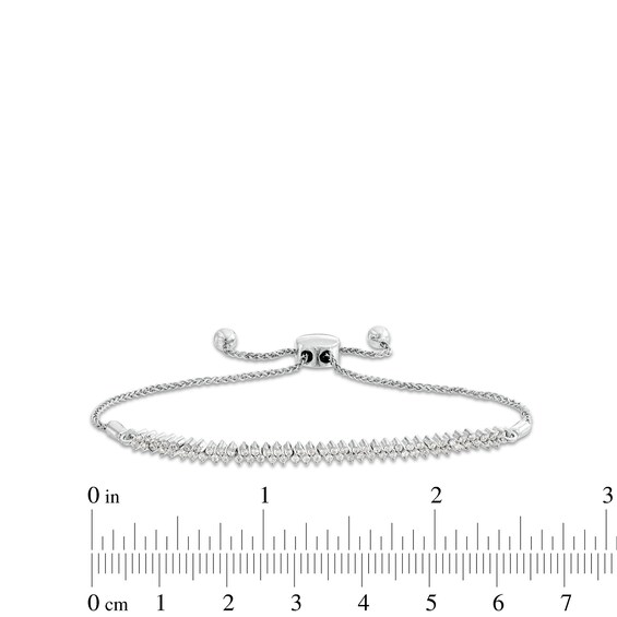 3/8 CT. T.w. Diamond Double Row Diagonal Line Bolo Bracelet in 10K White Gold - 9.5"