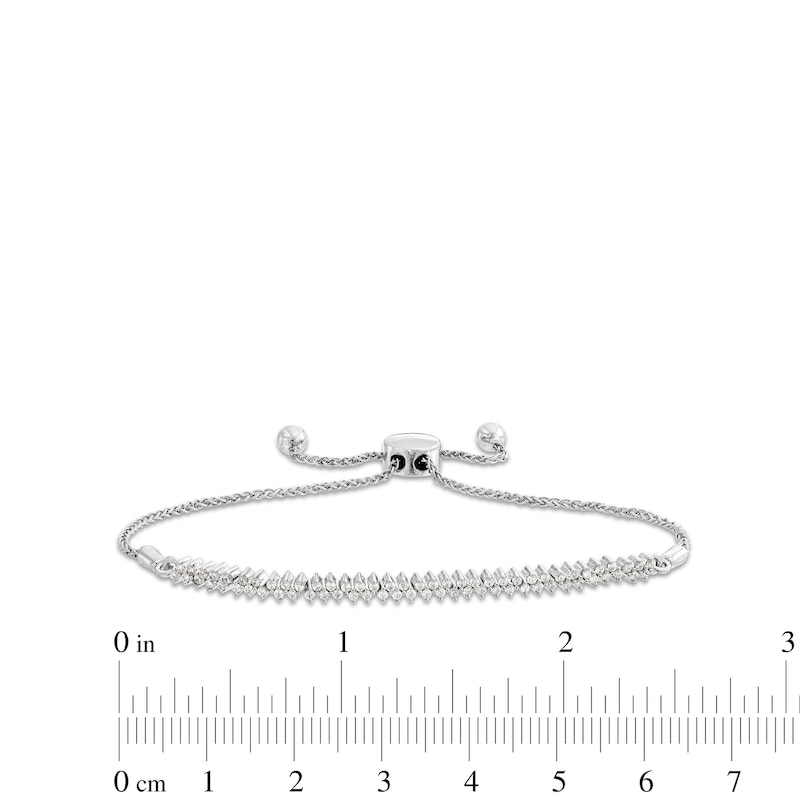 3/8 CT. T.W. Diamond Double Row Diagonal Line Bolo Bracelet in 10K White Gold - 9.5"