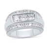 Thumbnail Image 1 of Men's 2 CT. T.W. Certified Lab-Created Diamond Edge Raised Three Stone Ring in 14K White Gold (F/SI2)